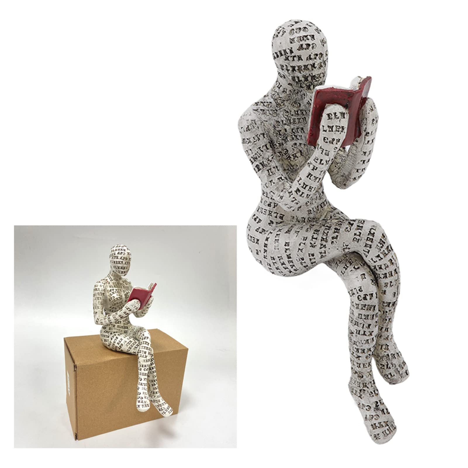 Buachois Reading Woman Figurine,Figure Sculpture Sculpted Hand Painted Figure Simple Figure Ornament Personalized Desktop Decorative Crafts Bookshelf Ornaments for Home (D) - Image 4