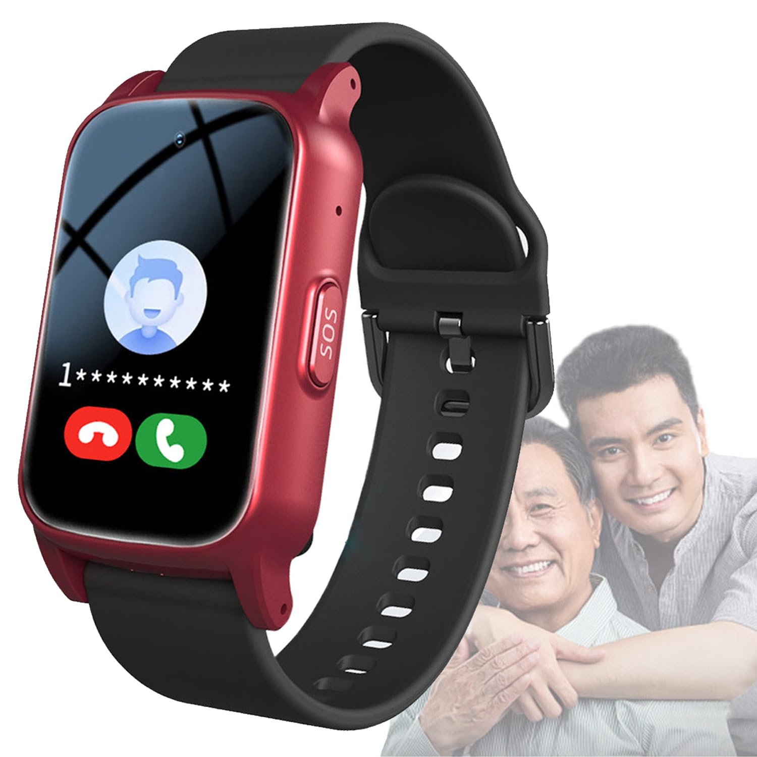 Reloj Inteligente con Detección De Caídas, Reloj Localizador Personas Mayores GPS, Localizador GPS Ancianos, Boton Emergencia Ancianos, Reloj De Pulsera Personas Mayores,Red