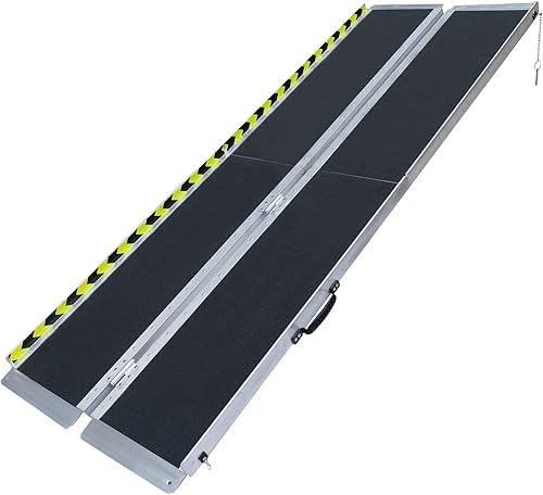 Miniatura 8 de Rampa plegable portátil de aluminio antideslizante para silla de ruedas, rampa de umbral con una superficie antideslizante, rampa para