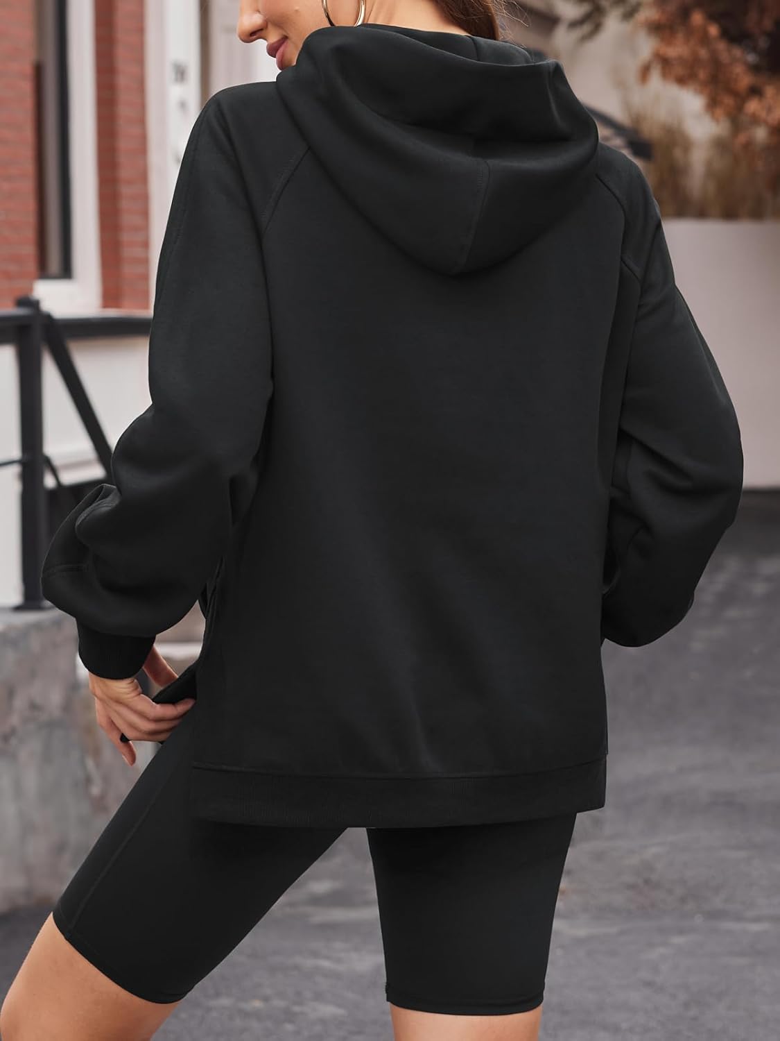 DJT Womens Hoodies Funnel Neck Long Sleeve Side Slit Pullover Sweatshirts with Pocket 2025 Fall Fashion Outfits - Image 4