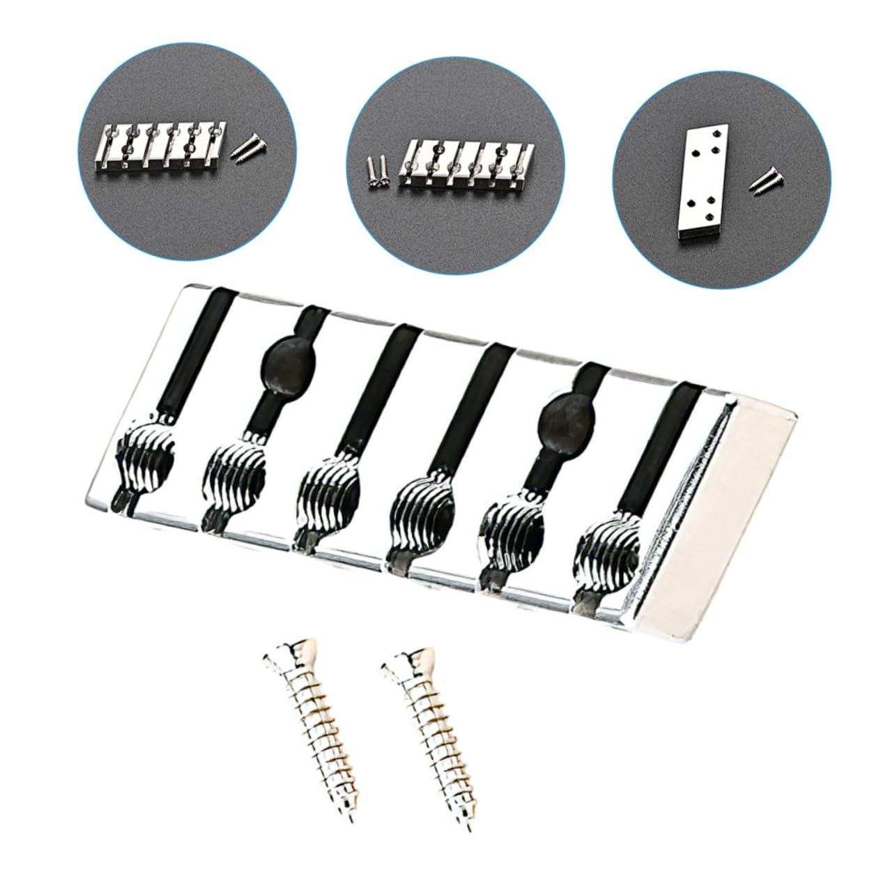 Toyvian 3 szt. bezgłowa linka do gitary, część do strojenia instrumentów muzycznych, czarne nakrętki koła, mostek tremolo, nakrętka zabezpieczająca, akcesoria do wymiany, stop cynku, metalowy