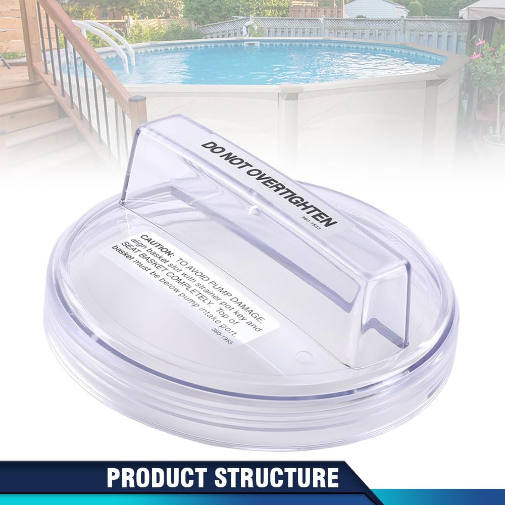 PIT66 Clear Pool Pump Strainer Lid Filter Cover 1121-1429 (Fits 3 different pumps) Fit Lomart Ultra Promega 3, Embassy High Performance Pump and Doughboy Powerline XP