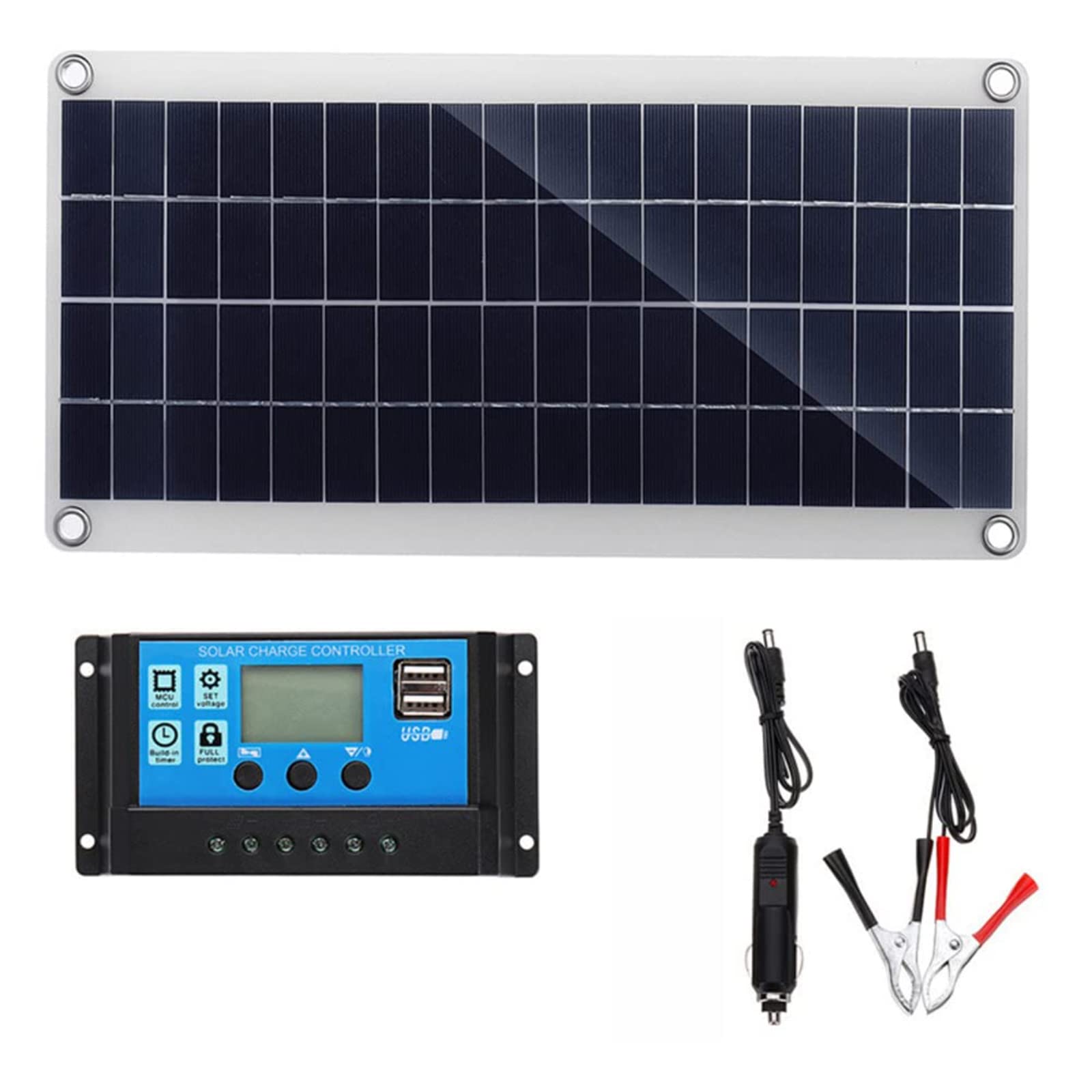 Pannello Solare Flessibile in silicio monocristallino da 300 W, Sistema di Generazione di energia per Veicoli con Ricarica Solare e Controller da 10 A a 60 A, Adatto per Camper, Barche, Auto, roulot