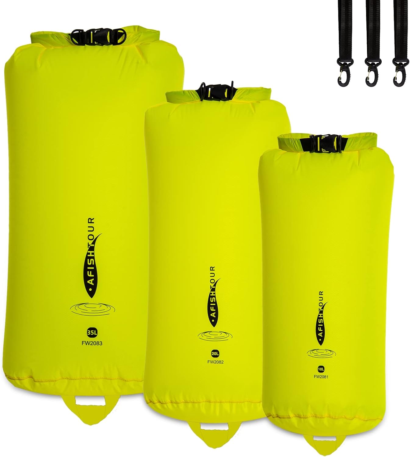 AFISHTOUR Waterproof Outdoor Dry Bags, 3Pack 35L/20L/10L