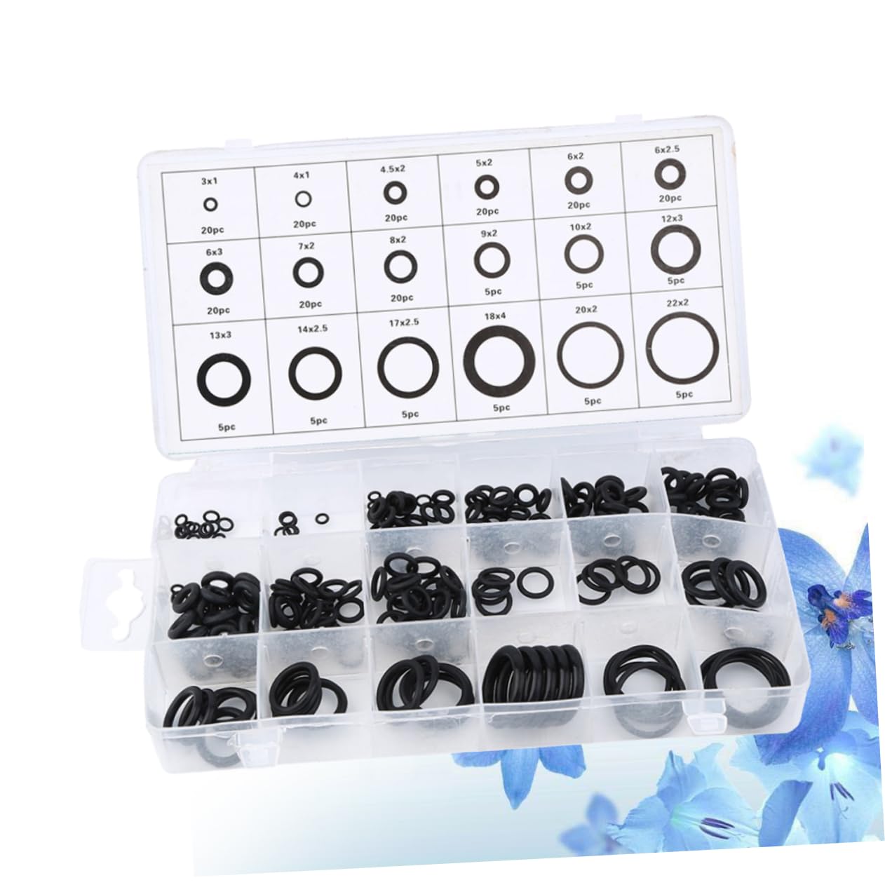 225pcs Rubber Seal Ring Eco-Friendly Heat-Resistant for Automotive Plumbing and Appliance Repair Assorted Storage Box