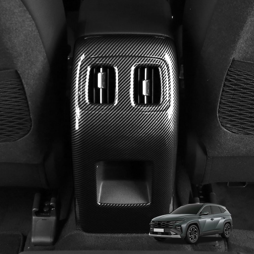 Cnaurda ABS Car Rear Air Vent Outlet Cover Rear A/C Vent Trim,Rear Console AC Vent Outlet Frame Cover Compatible with Hyundai Tucson 2022-2025 Interior Accessories (ABS Carbon Fiber Pattern)
