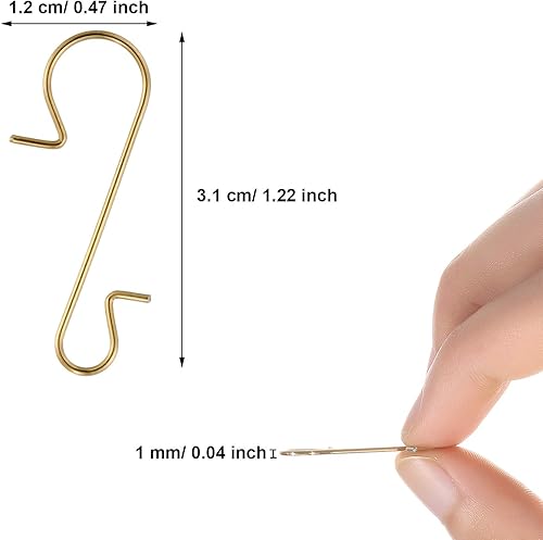 Miniatura 8 de Tatuo 400 ganchos para adornos de Navidad, ganchos de alambre de metal con caja de almacenamiento para decoración de árbol de Navidad (dorado,