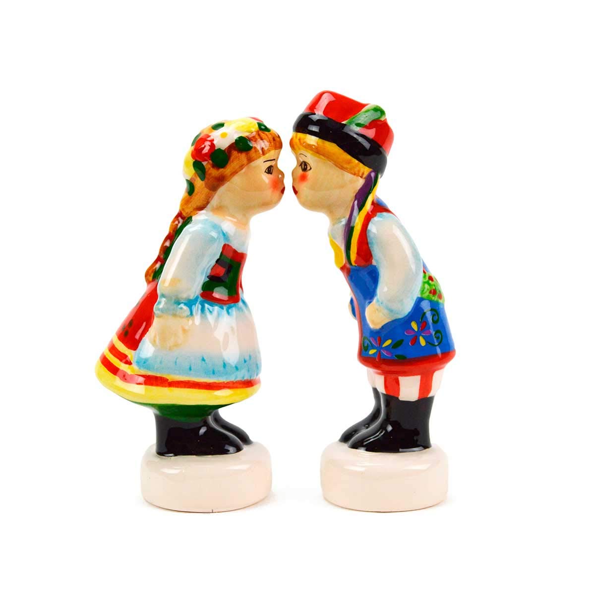 Essence of Europe Gifts Polish Kissing Couple Collectible Ceramic Salt and Pepper Shakers Set by E.H.G
