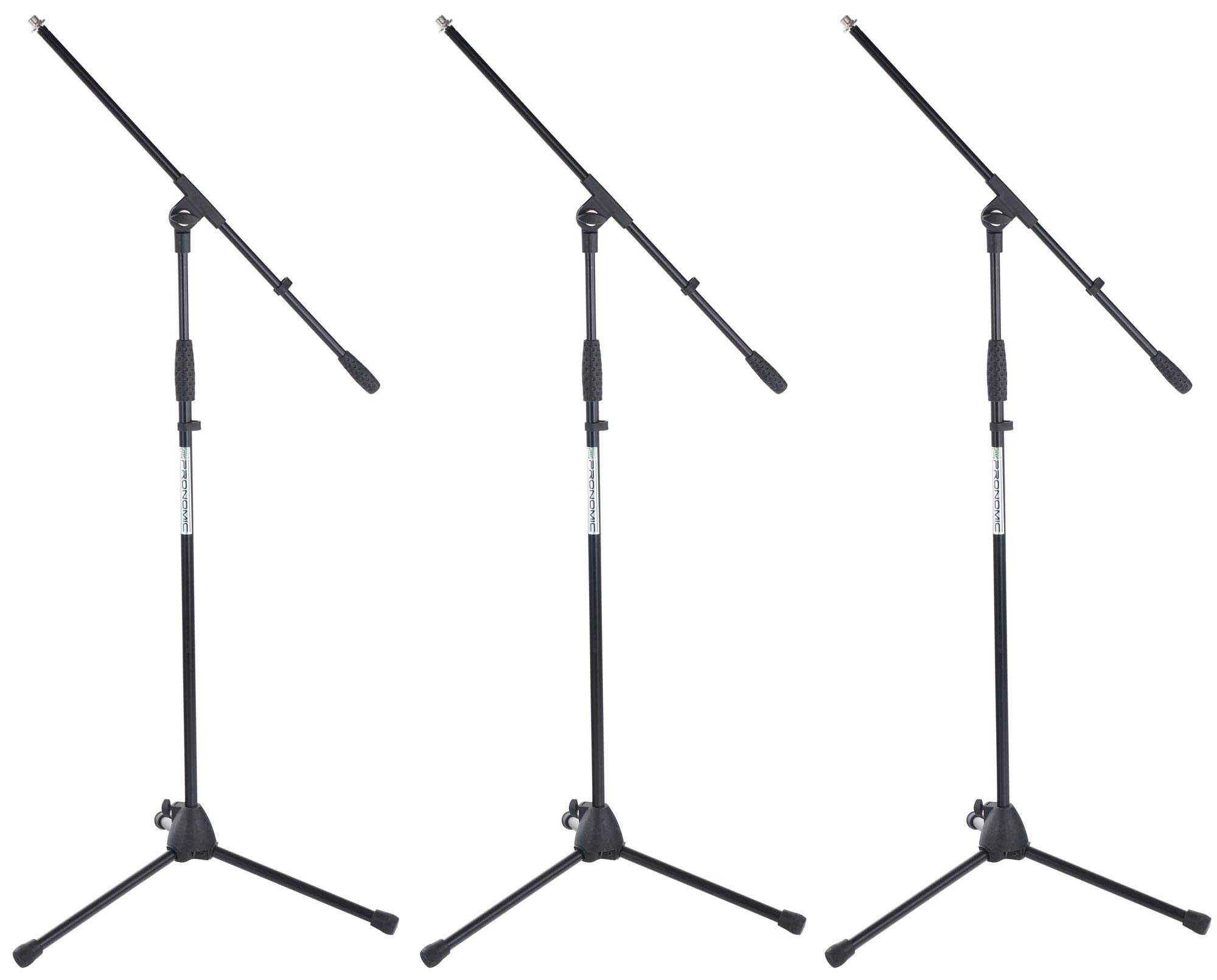 Pronomic MS-116 Pied Microphone avec Perche Trépied Stable Noir