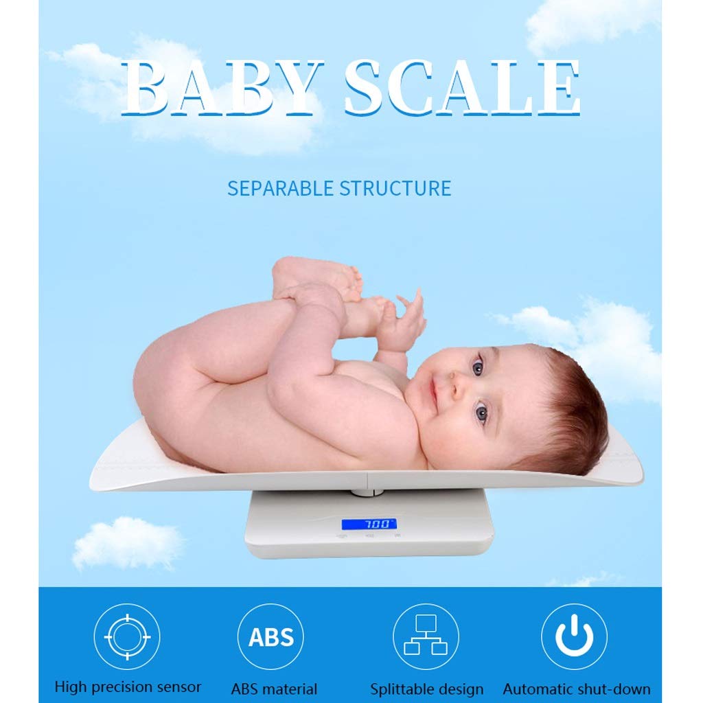Electronic Digital Baby Pet Scales, 100kg/220lb Hd Back-Lit LCD Display Measure Tool Infant Pet Body Weighing Accurately Scales Can Be Separated (White)