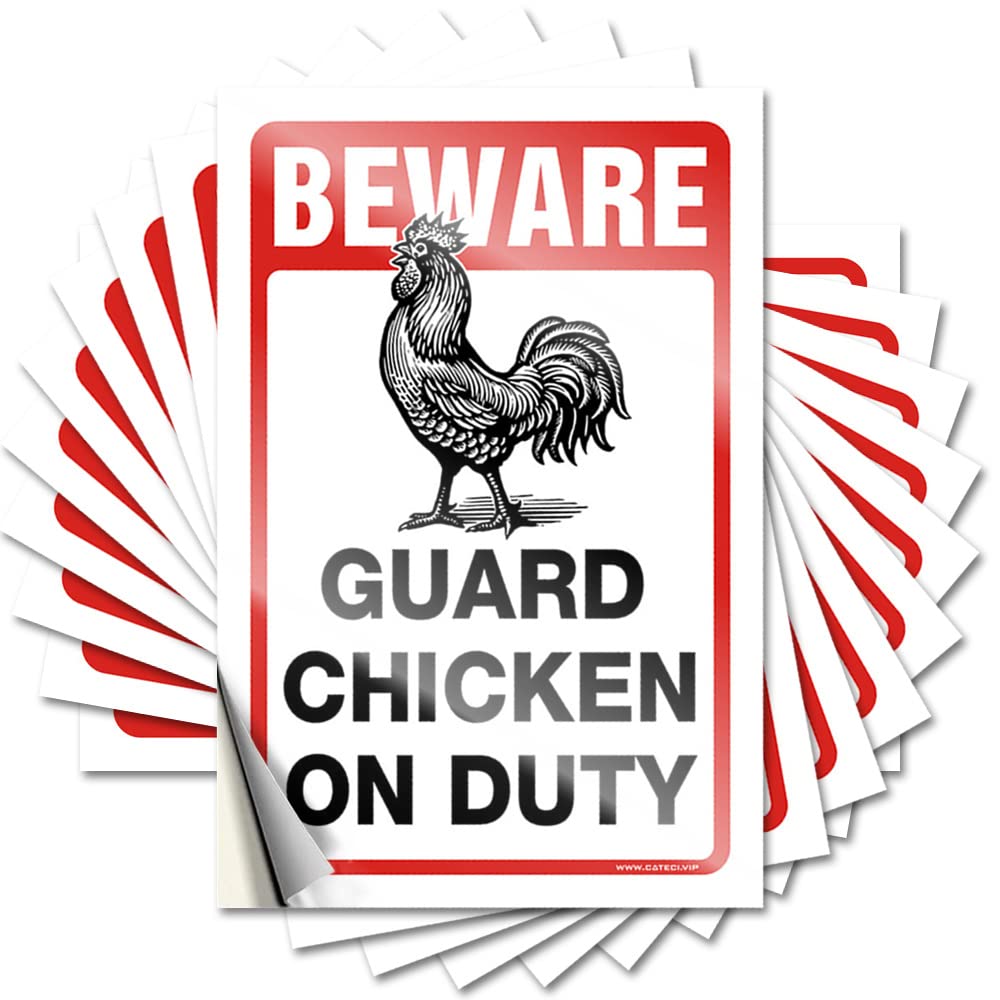 Fuzzy Decal, Backyard Accessories Soft Area Beware! Guard Chicken On Duty | Funny Quote Car Decals(12X18CM)