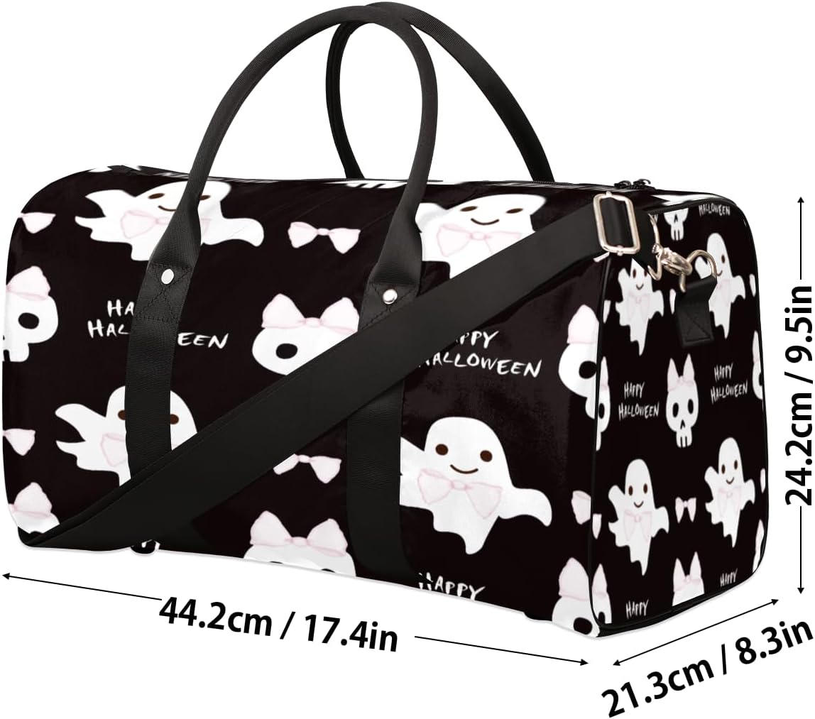 Halloween Bow Travel Duffel Bag for Women Men Large Capacity Overnight Weekender Bags for Lightweight Waterproof Sport Gym Bag for Workout Yoga Swim