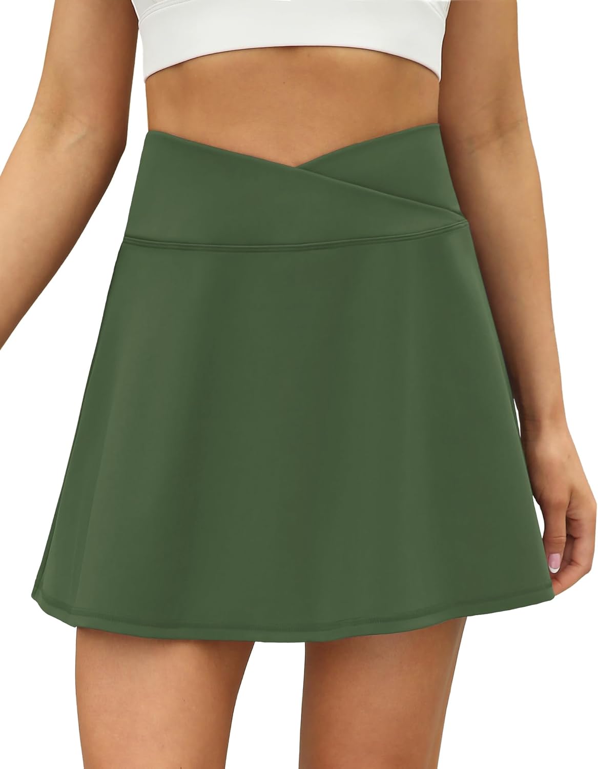 LouKeith Tennis Skirts for Women Pleated Crossover High Waisted Athletic Workout Golf Skorts Skirts with Shorts Pocket