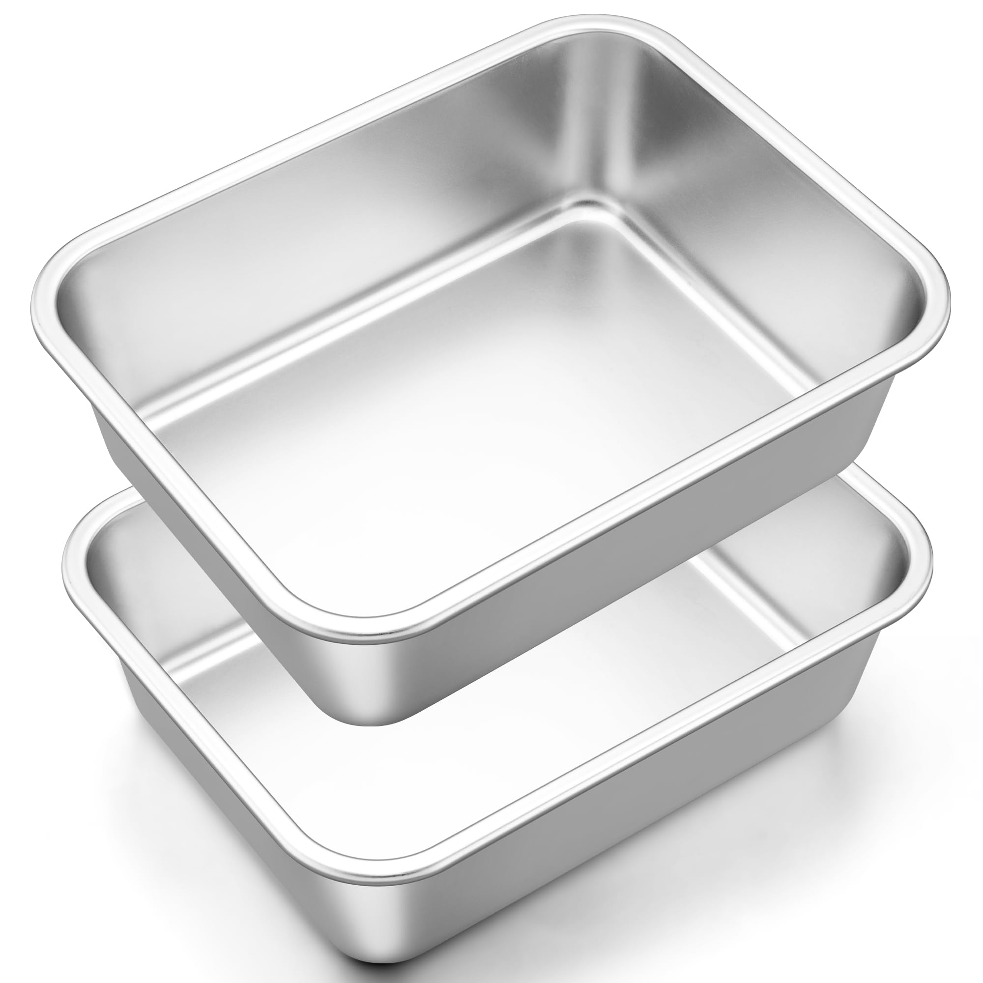 Onader 12¾ x 10 Inch Deep Lasagna Baking Pans Set of 2, Stainless Steel Rectangle Cake Pan, Dishwasher Safe