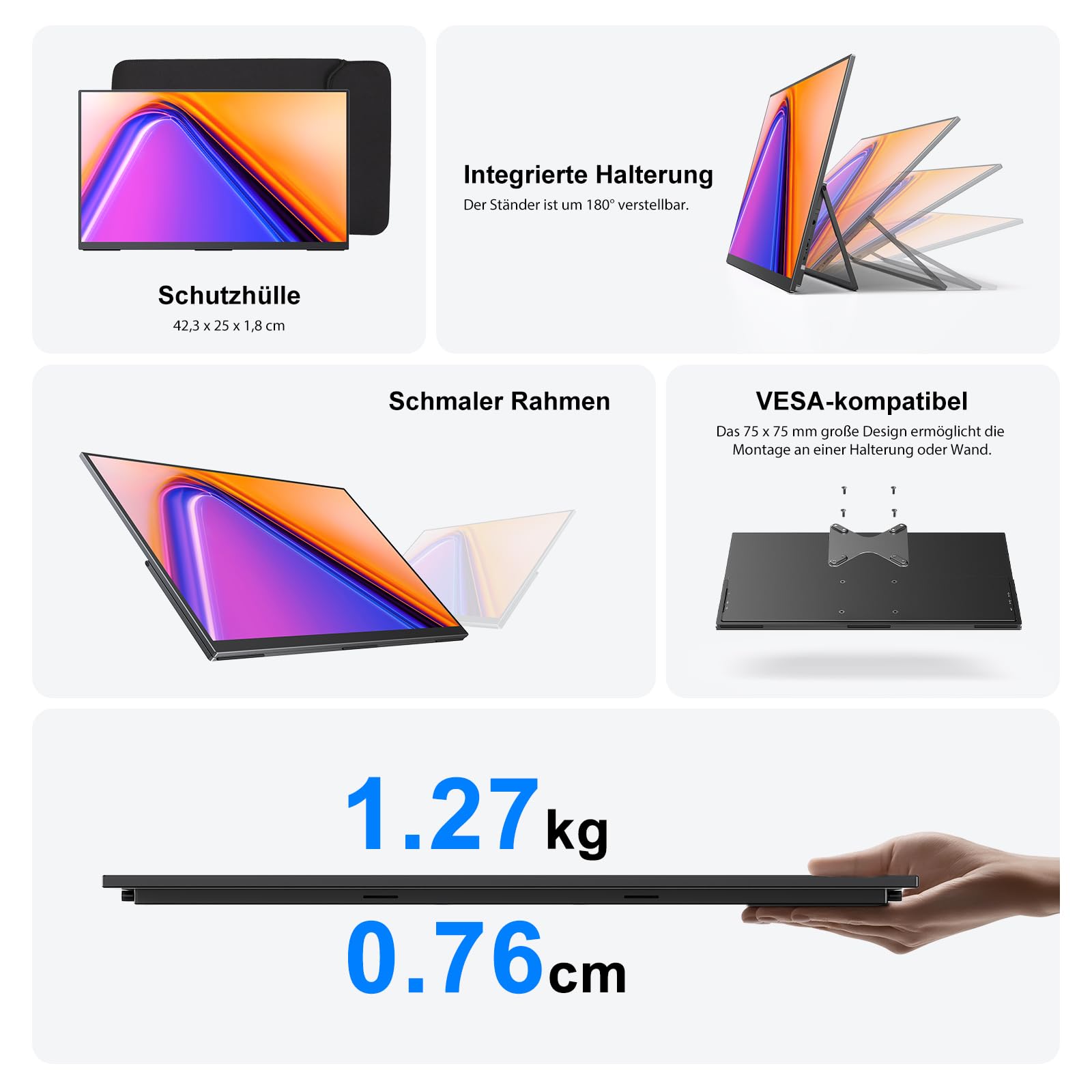 UPERFECT NxtLED Portable Monitor 18,5" 120Hz 145% sRGB 600 Nits 2000:1