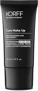 Korff Neverending Ultra Matte Long Hold Foundation Up to 8 Hours, Carpet Effect, with Hyaluronic Acid, Vitamin E, Noisett, SPF30, 30 ml