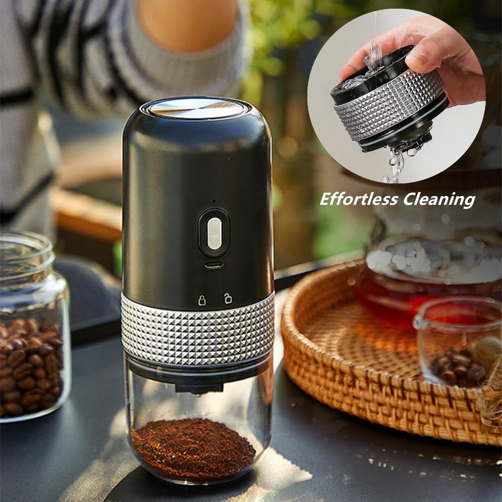 Macinacaffè elettrico, macinacaffè elettrico portatile, impostazioni di macinazione regolabili, macinino da caffè in ceramica, piccolo macinino da caffè ricaricabile per fagioli, noci, cereali, 25 g