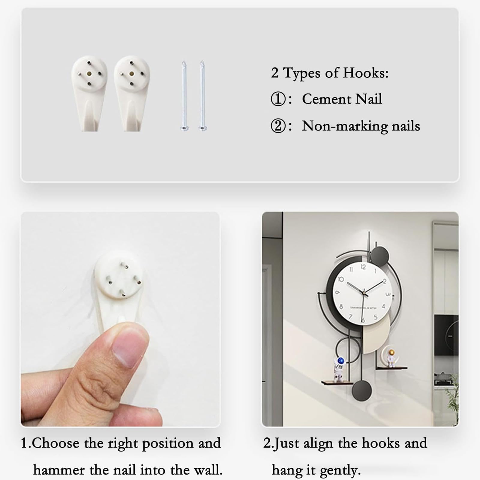 Reloj de pared grande moderno de 32 pulgadas, Relojes Pared Decorativos Salon con pilas, silencioso, de metal, para decoración de sala de estar y dormitorio