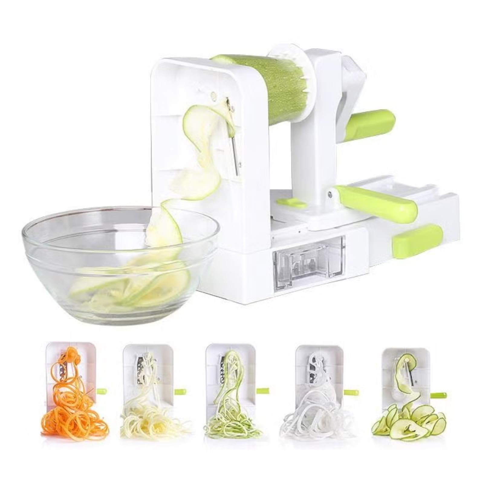 VAODO Vegetable Cutter, Hand Vegetable Shredder with Detachable 5 Blades, Foldable, Kitchen Vegetable Cutter for Fruits, Vegetables