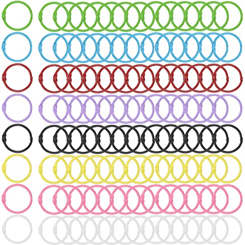 120 Pcs Metallic Loose Leaf Binder Rings 1 Inch Colorful Metal Book Rings for Index Cards Paper Key Keychain Notebook School Home Office (8 Colors)