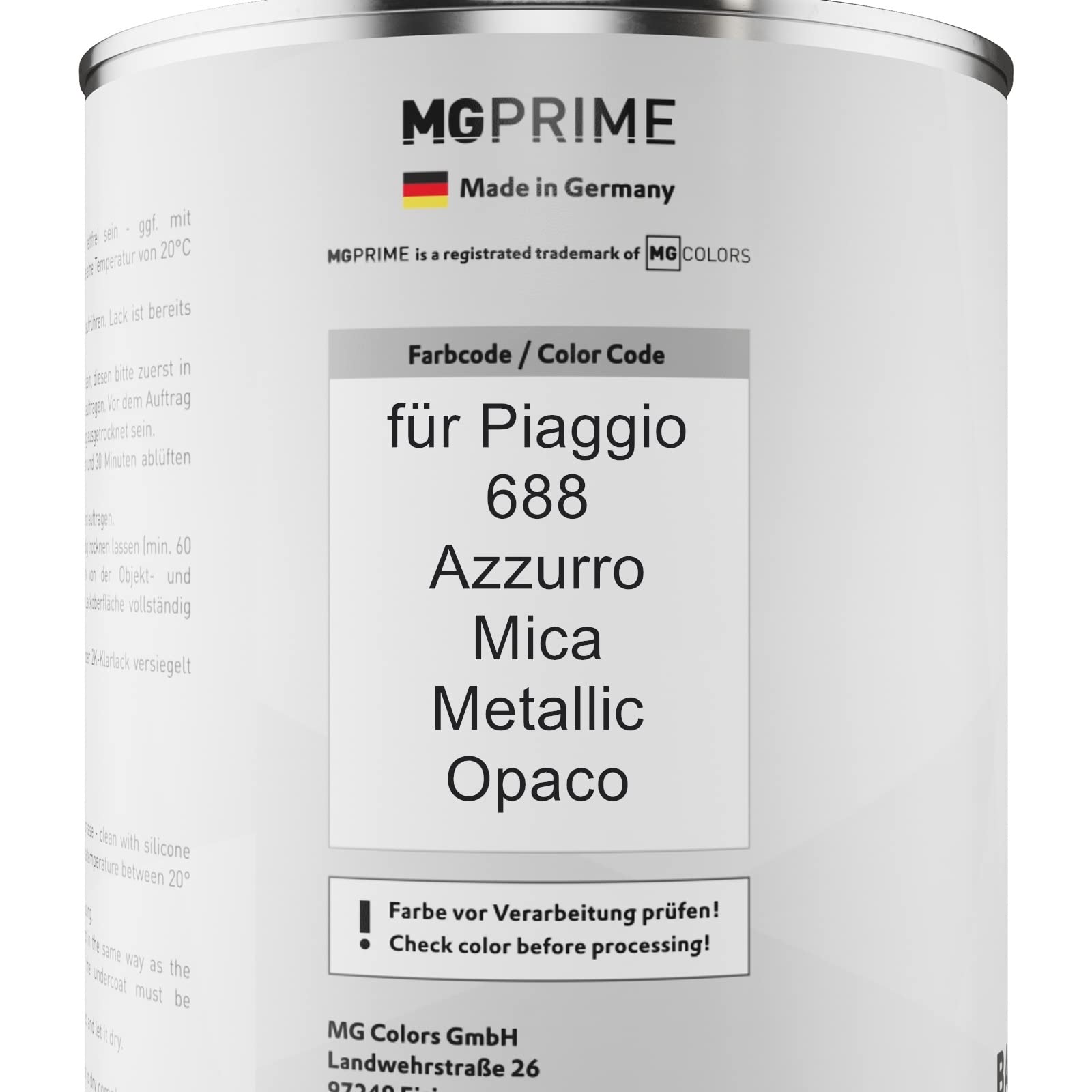 Peinture Voiture Kit De Stylo Retouche Piaggio 688 Azzurro Mica Metallic Opaco 50ml