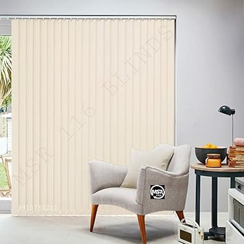 MSR 116 Vertical Blinds/Curtains and Shades for Home Furnishing(Balcony,Kitchen,Bedroom,Bathroom etc) Cream (70 inch(W) 56 inch(H))