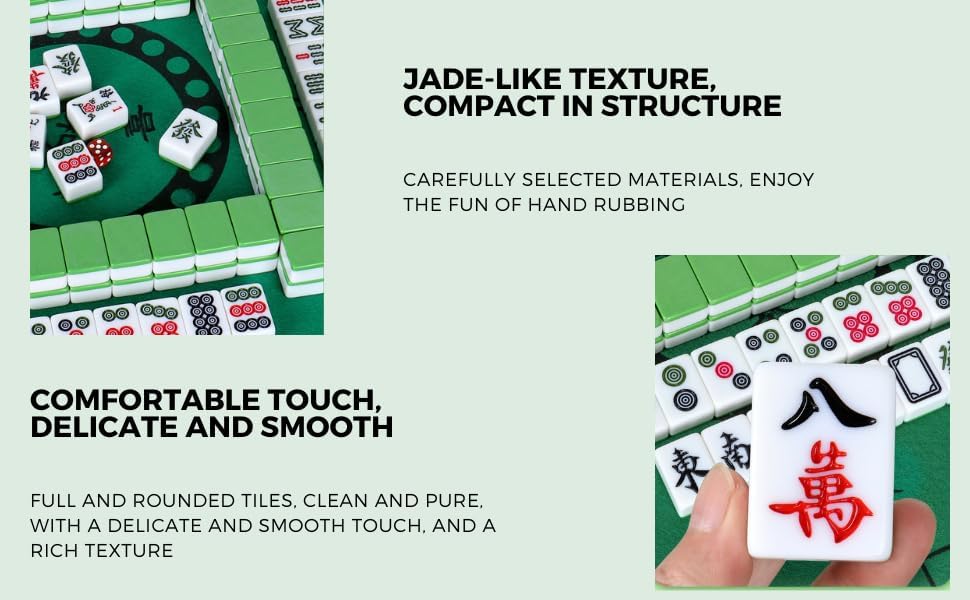 Miniatura 6 de AzulHome Juego de mahjong chino, 144 azulejos grandes de melamina numerados de 1.575 in (1.6 pulgadas) con 4 dados 80 fichas de póquer y una bolsa