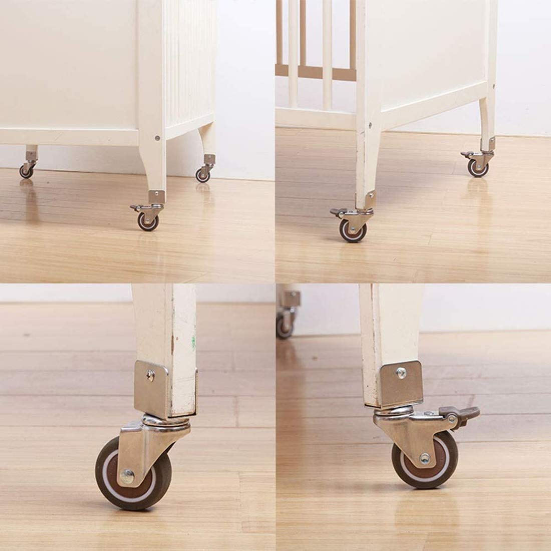Ruedas giratorias de 1" y 25 mm, Ruedas para Muebles pequeños, Ruedas de Repuesto para Cuna de bebé, 4 Piezas (Freno de 16 mm/0,6 Pulgadas) (Freno + Universal de 18 mm/0,7 Pulgadas)