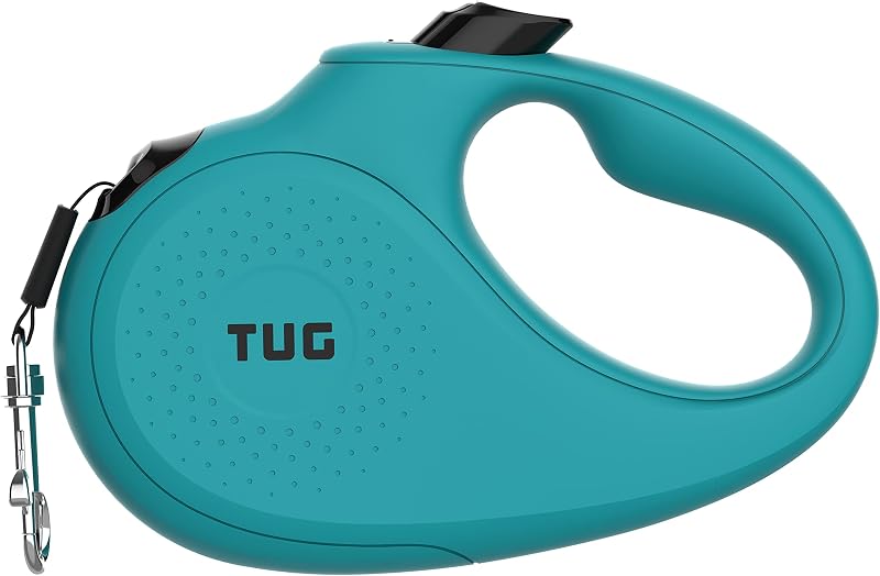 Monochrome 360° Tangle-Free Retractable Dog Leash | 16 ft Strong Nylon Tape (Small, Aqua)