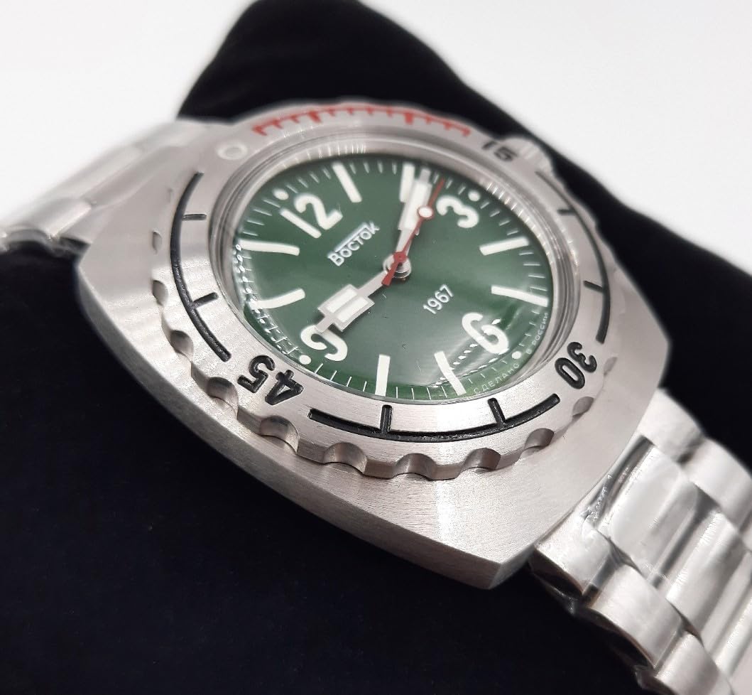 Vostok Original Mens Watch Amphibia 90082A Classic 1st Amphibia Design “1967” Mechanical Self-Winding Water Proof 200m