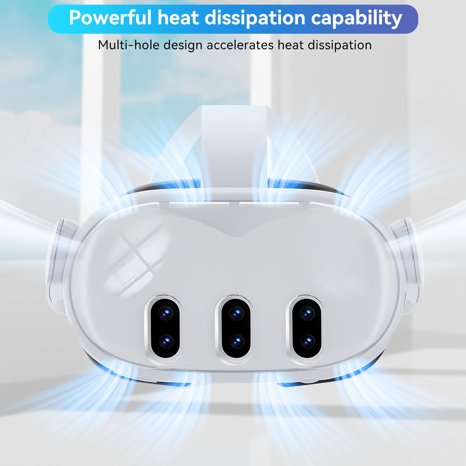 Schutzhülle Kompatibel mit Meta Quest 3, für Meta Quest 3 stoß- und kratzfeste Hülle hochtransparente Hülle mit 1 x Headset-Abdeckung 3 x Kameraobjektiv aus gehärtetem Glas 4 x Joystick-Kappen