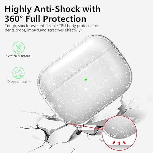 Miniatura 3 de Aircawin Funda transparente para Airpods Pro 2, funda transparente de TPU suave para Airpods Pro de 2 generación, funda protectora completa,