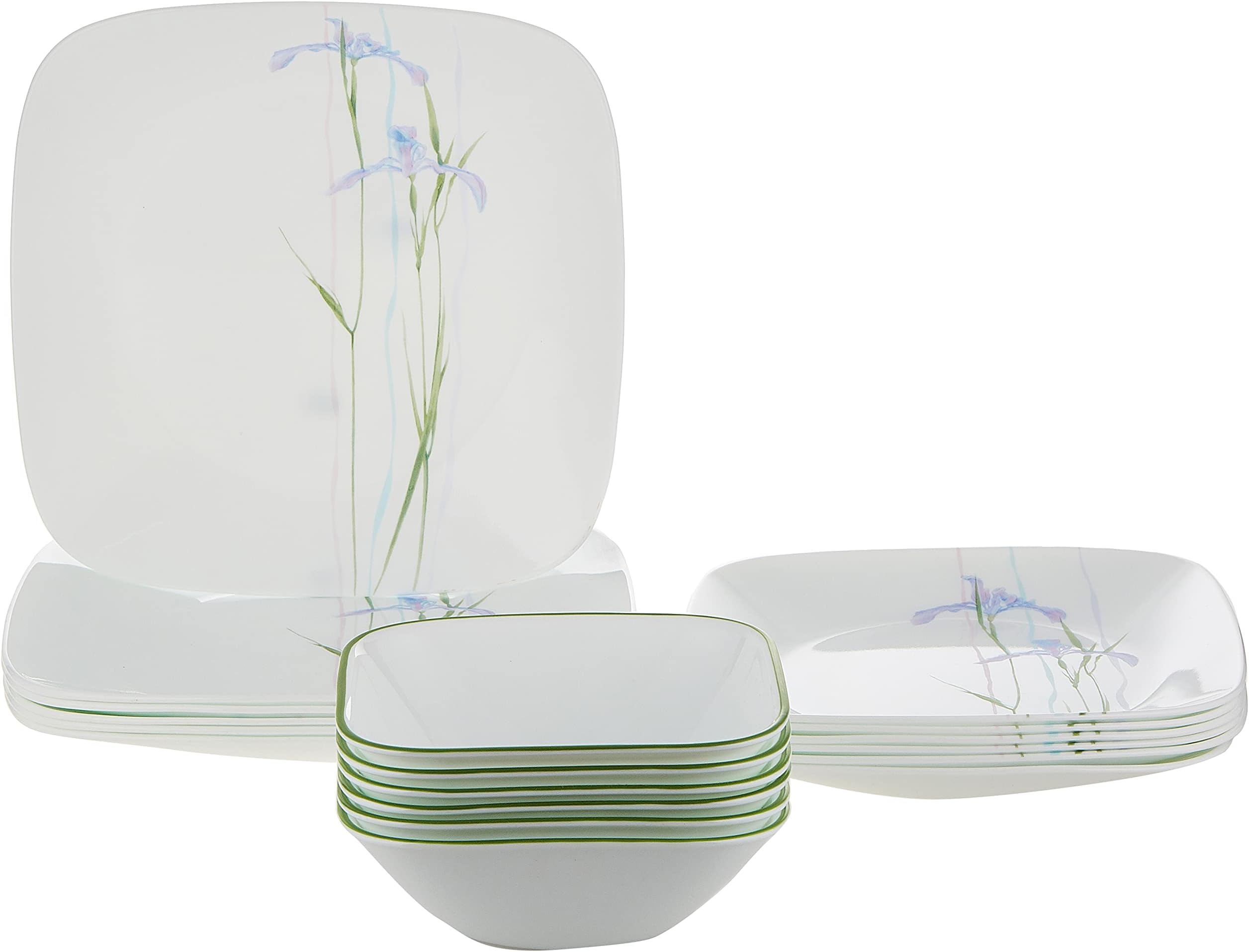 Corelle Square Shadow Iris 18-Piece Dinnerware Set, Service for 6