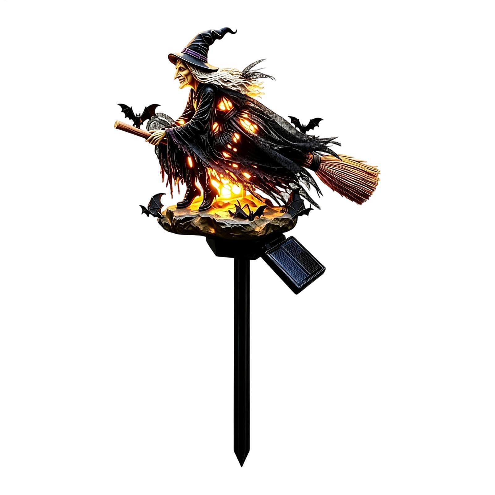 Lampade Solare Strega Di Halloween Figura Decorativa Strega Volante