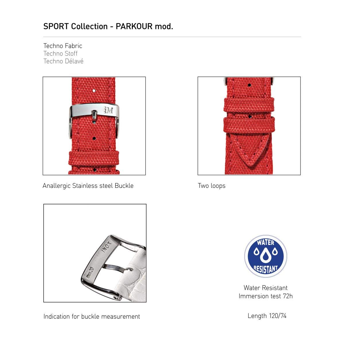 Morellato Brassard unisexe kolekcja sportowa, mod. Parkour, z tkaniny technicznej - A01X5120282, róż, 18 mm, Ruban