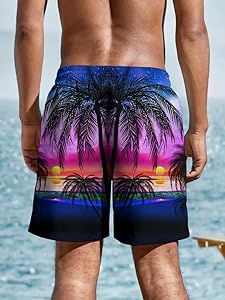 METRONS Men's Beach Shorts with Elastic Waistband Vacation & Summer Outdoor Activities
