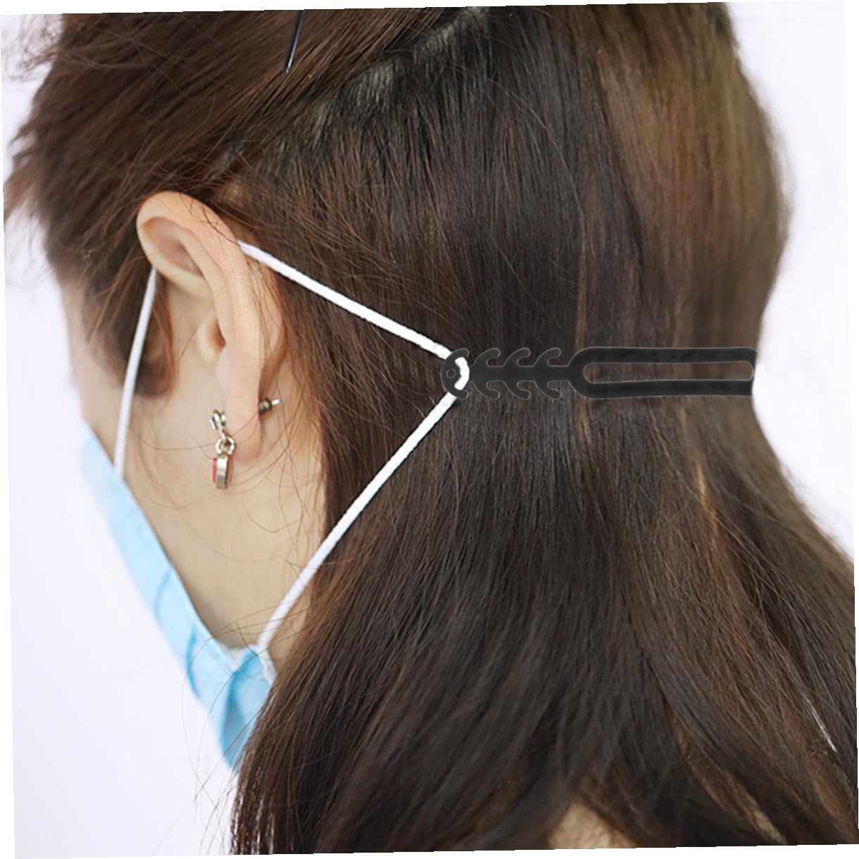 20pcs Mask Extension Buckles Ear Strap Hooks Soft Anti-Slip Adjustable Mask Rope Extenders for Comfortable All-Day Wear Black