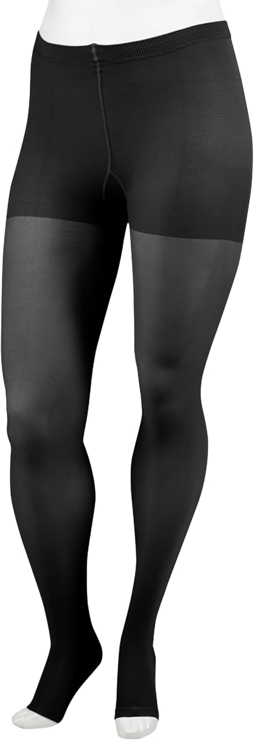 Juzo Soft 2001 Pantyhose 20-30 mmHg Open Toe Compression Hose for Men & Women, Regular, 4 (IV), Black