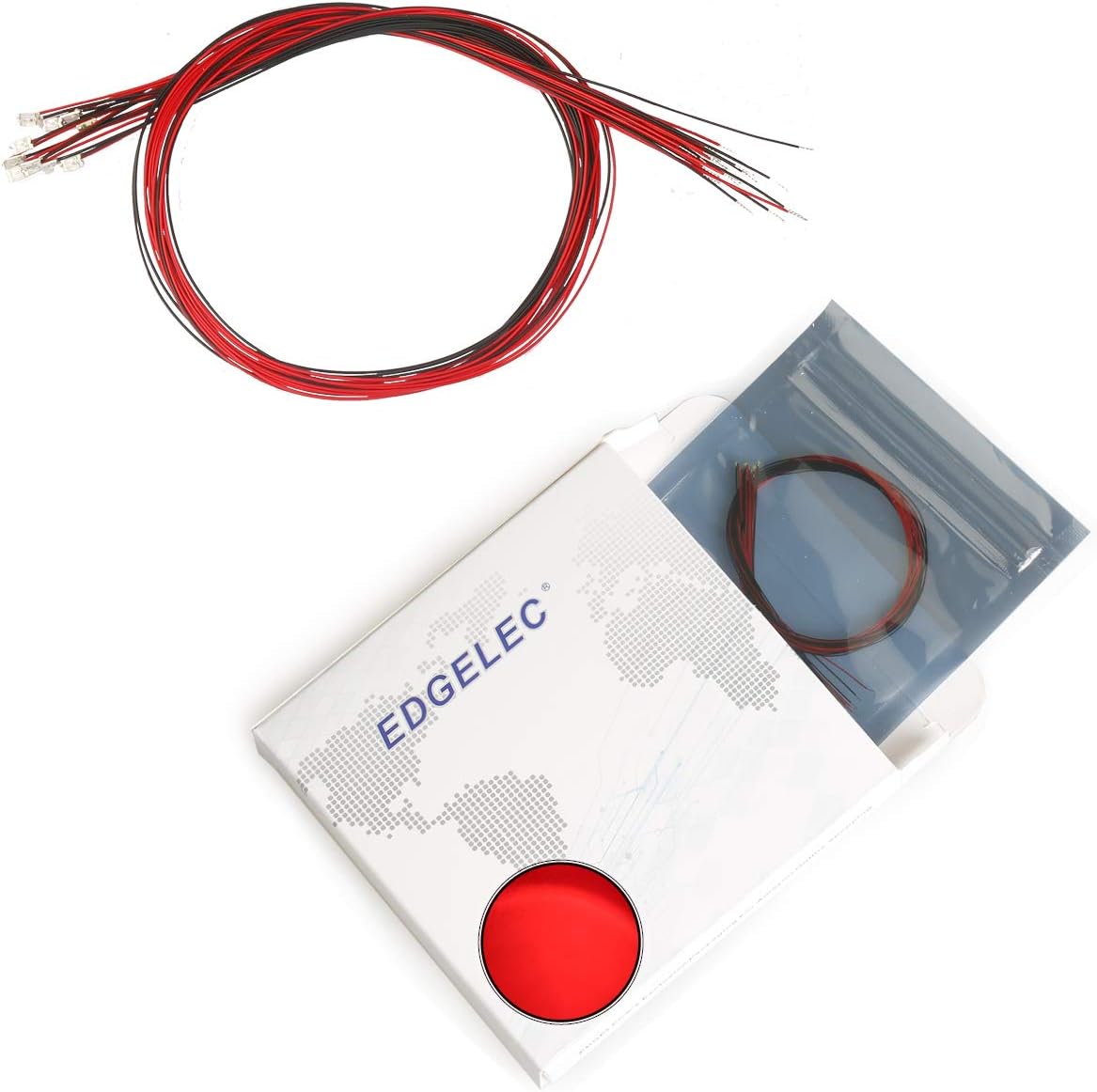EDGELEC 20pcs Prewired 0603 Red SMD LED Light Emitting Diode DC 2V Micro Litz Length 7.8in. (20cm) Soldered Mini LED Lights for DIY Manual Model Toy Decoration