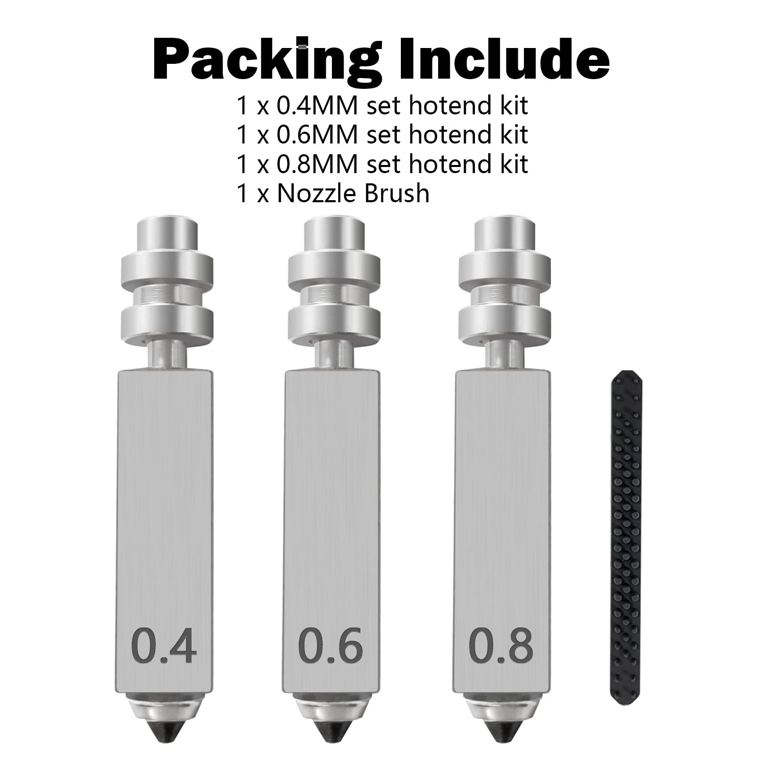 HzdaDeve 3PK 0,4 mm 0,6 mm 0,8 mm zintegrowane dysze ze stali hartowanej do Kobra X Combo Quick-Swap High Flow High Speed Throat Tube, głowica drukująca Hot End do drukarek 3D Anycubic