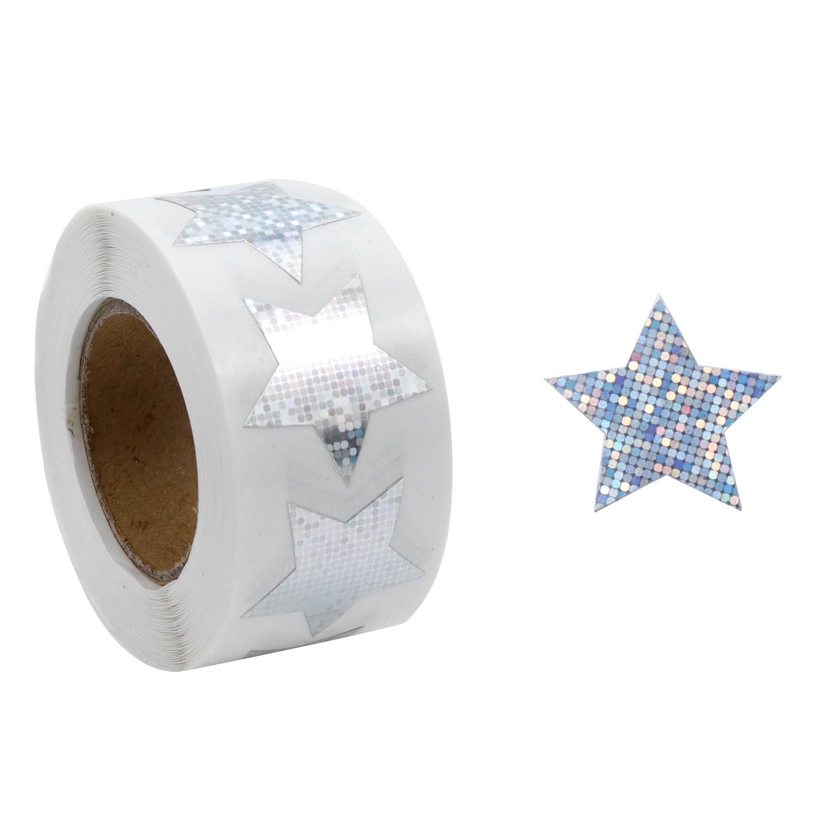 Snapklik.com : KUMGROT Star Shape Silver Sticker Labels, 500 Pcs, Paper
