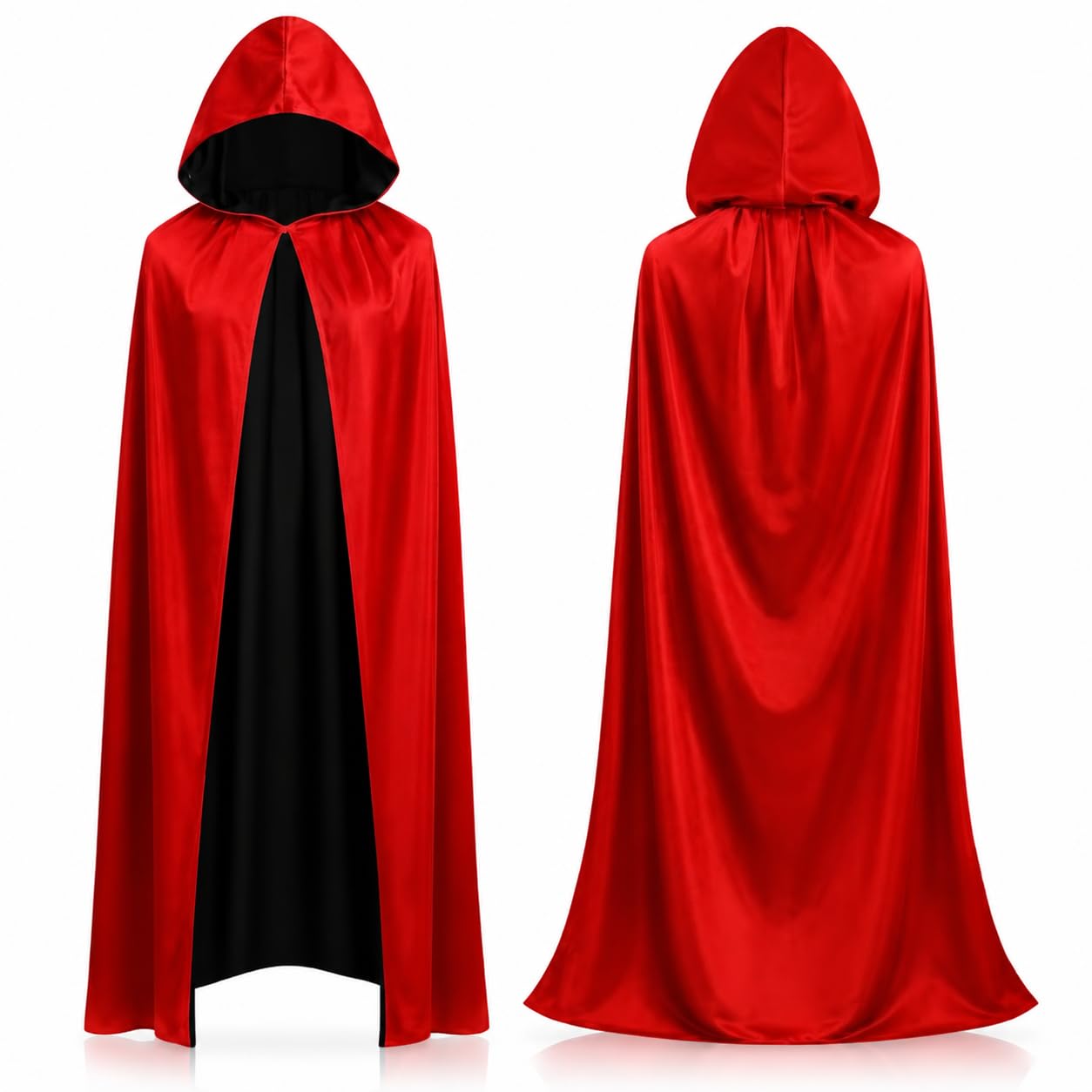 Halloween Vampir Kostüm Umhang mit Kaputze als Verkleidung für Kinder & Erwachsene - Fasching & Karneval - Einheitsgröße