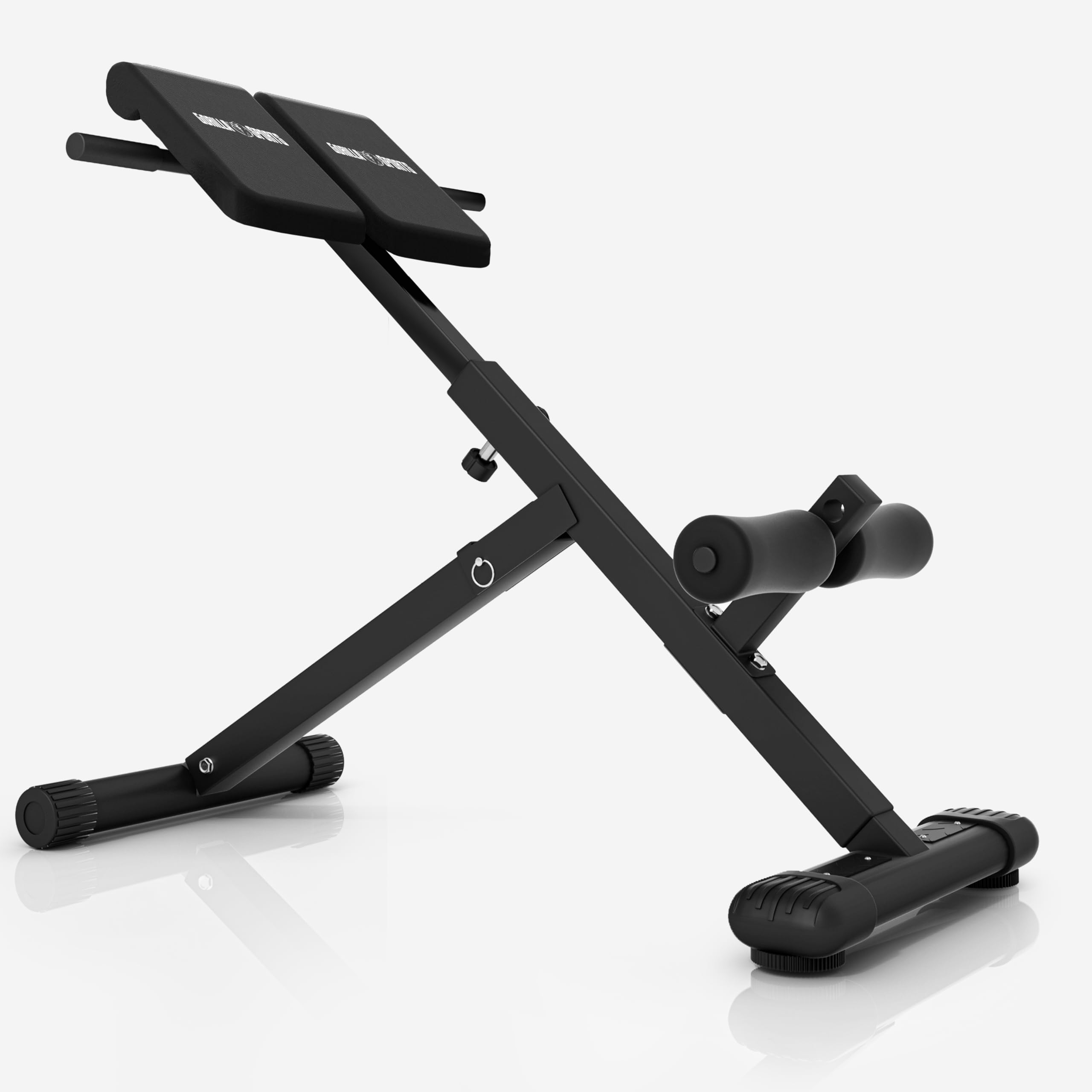 GORILLA SPORTS® Panca per Schiena e Addominali - Pieghevole, Altezza Regolabile in 5 Livelli, Multifunzione, Max. 120kg, Nero/Bianco - Sedia Romana, Iperestensione, Allenamento dei Dorsali, Palestra
