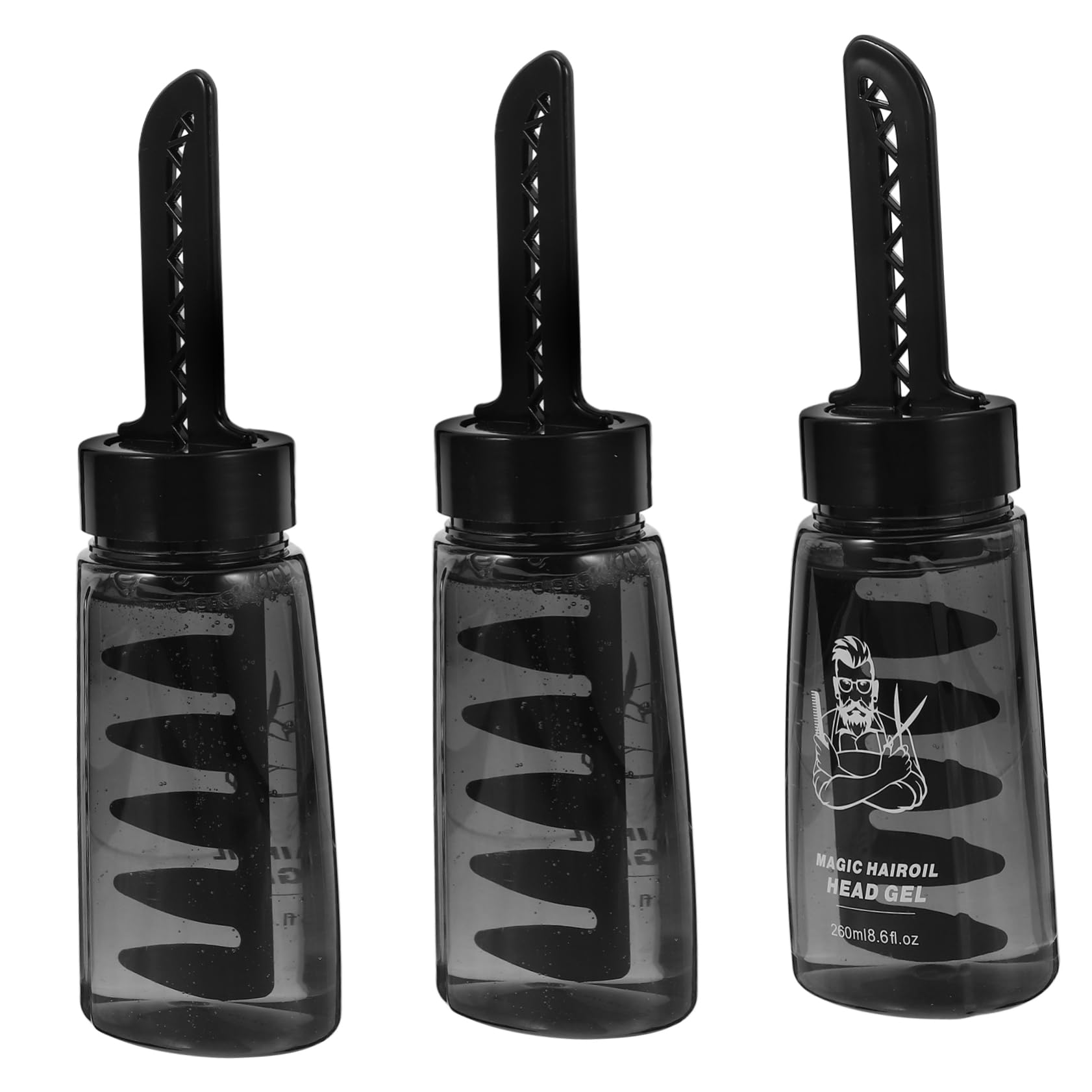 PACKOVE Leere Haargelflaschen Leicht 3 Stück-pack 260ml mit Kamm Kunststoff für Haarstyling für Friseure und Stylingsessions