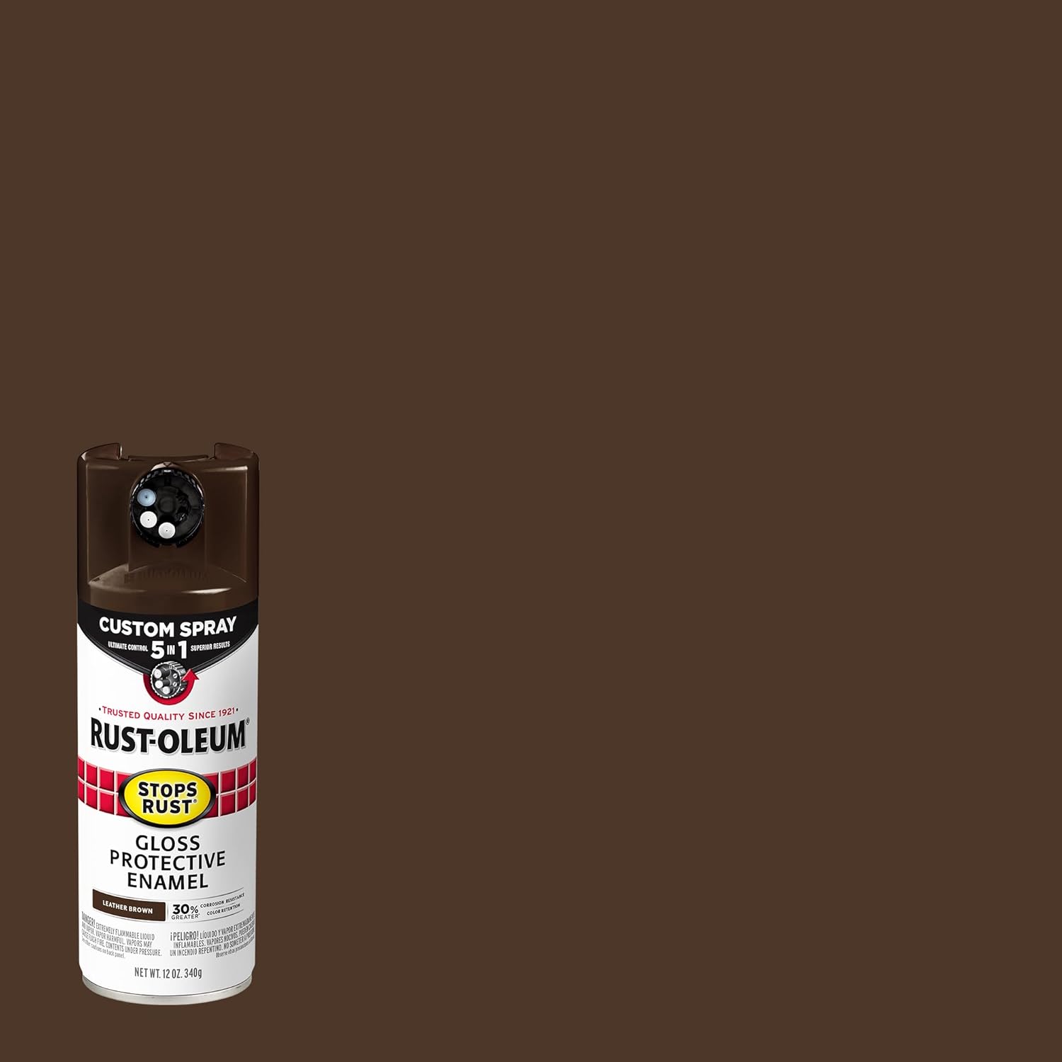 Rust-Oleum 376892-6PK Stops Rust Custom Spray 5-in-1 Spray Paint, 12 oz, Gloss Leather Brown, 6 Pack