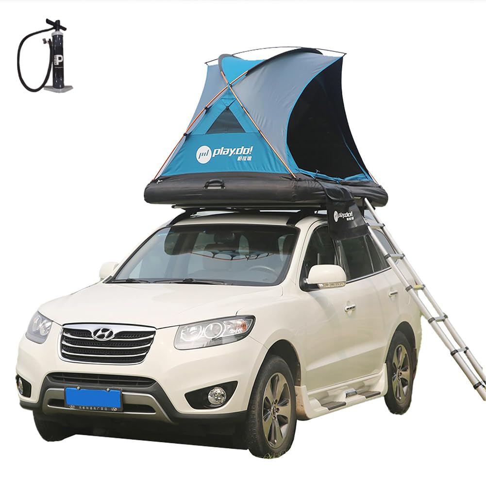 BOOMLATU 2-Person Inflatable Car Roof Top Tent with Pump, Waterproof 3000MM UPF 50+ Camping Tent for Vehicle, Car Camping and Outdoor Travel