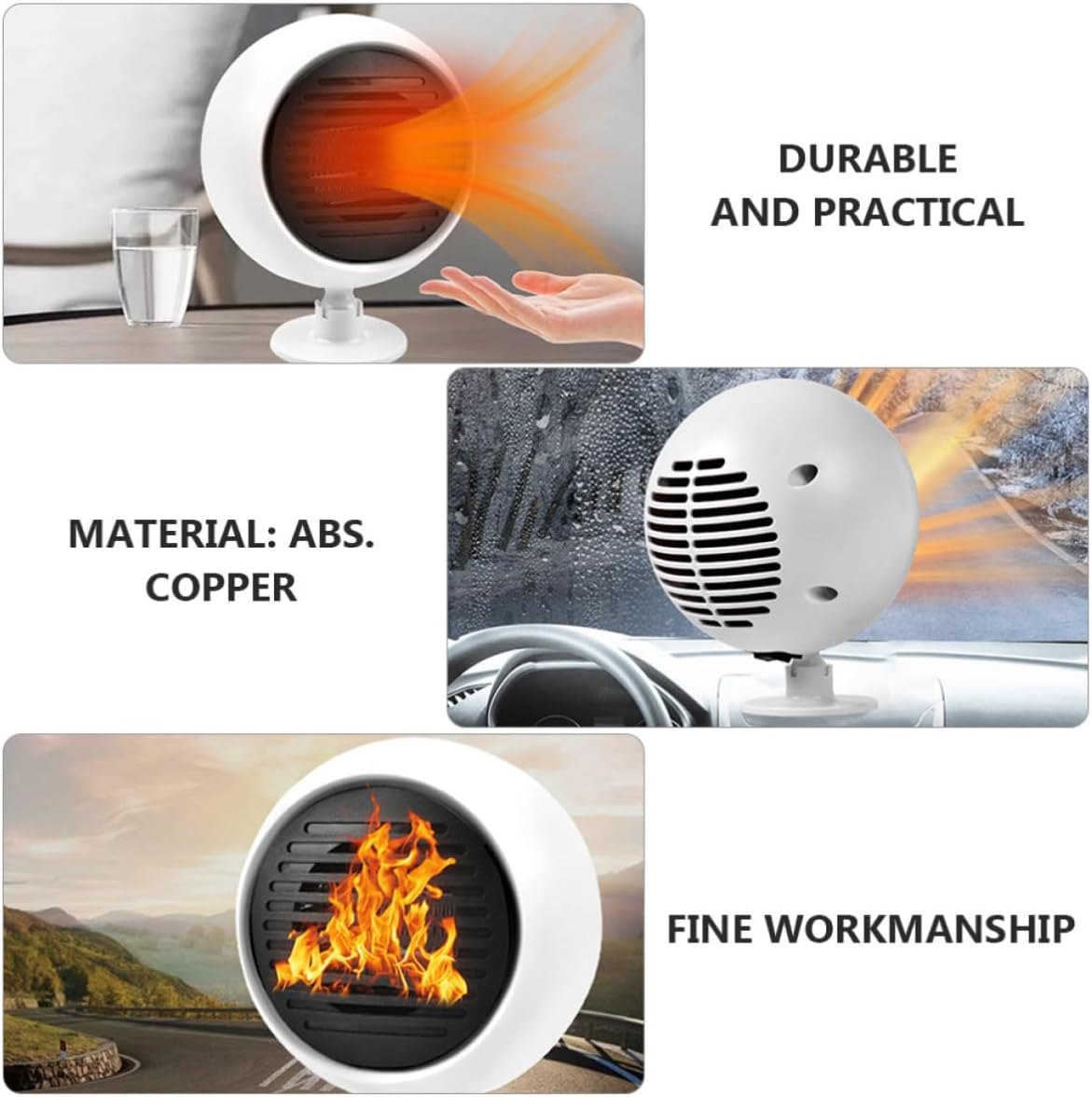 Didiseaon Portable Car Heater and Vehicle Windshield Defroster with Safe and Reliable Abs and Copper Material, Mini Auto Heater for Efficient Defrosting and Fog Removal in Cars