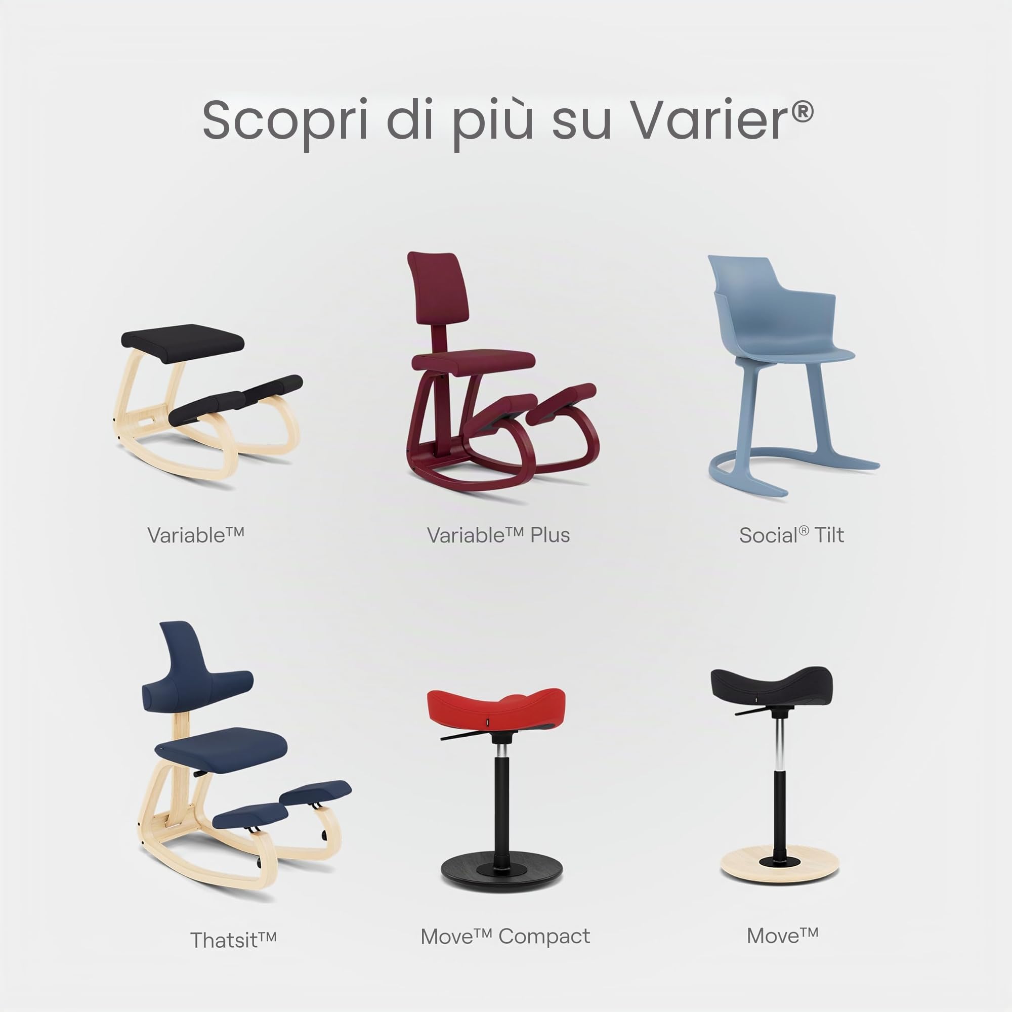 Varier Move Sgabello Sit-Stand per Tavoli ad Altezza Regolabile, Base Naturale e Tessuto, Blu