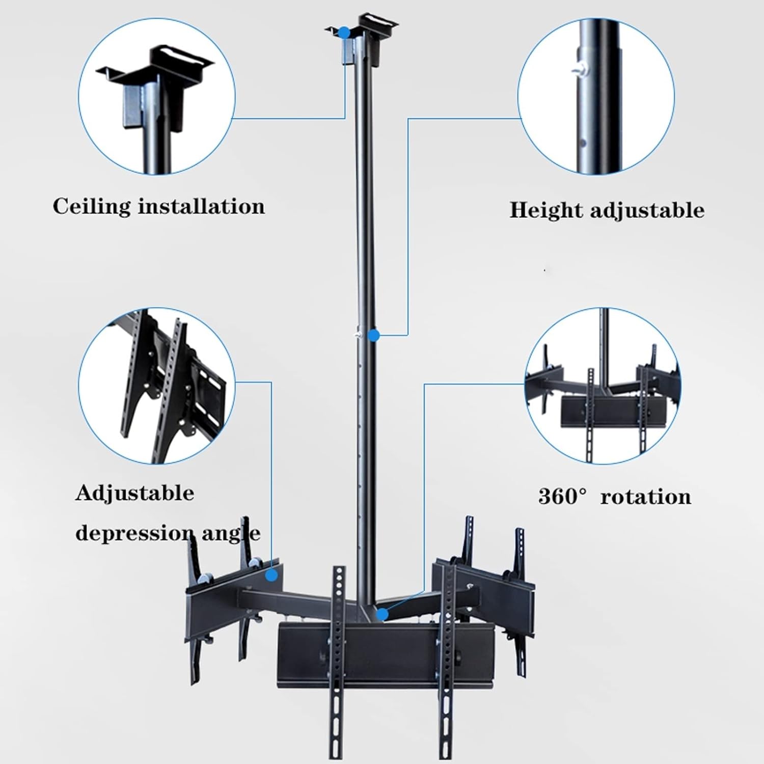 Tv Mount Ceiling Three Screen Tv Bracket 32"-75" Inch Commercial Extension Tilt Swivel Tv Bracket Adjustable Tv Brackets for Wall Mount Tv Wall MountThree Screens