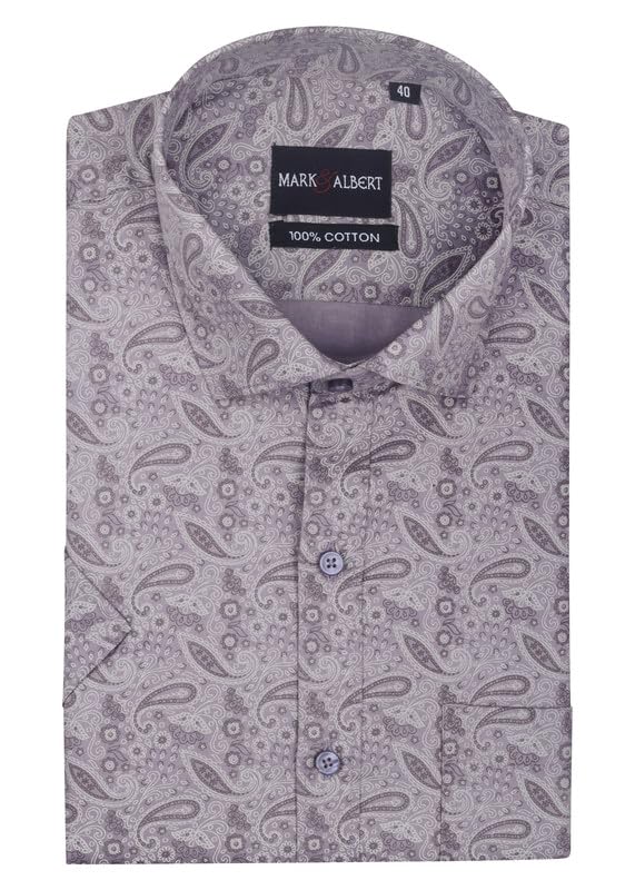 Image of MARK & ALBERT Men's 100% Cotton Printed Half Sleeves Regular Fit Shirt for Men